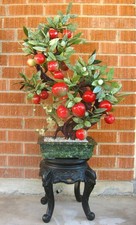 A very large and beautiful hand-carved and sculpted jade bonsai peach tree 