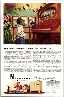 PRINT AD 1944 Magnavox Radio Phonograph George Gershwin Walter Richards 6 x 9 - Image 1 of 3