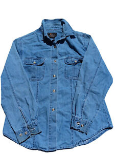 Route 66 Shirt Women’s Medium Blue Long Sleeve Button Up Denim Shirt