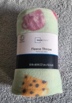NWT Mainstays coffee cup Polyester Fleece Throw Blanket - New - 50" x 60" - Image 1 of 3