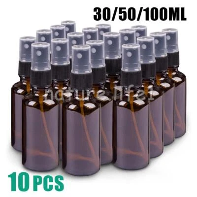 INFINITEWORLD17 10pcs Amber Glass Spray Bottle Essential Oil Atomiser Mist Sprayer Container UK