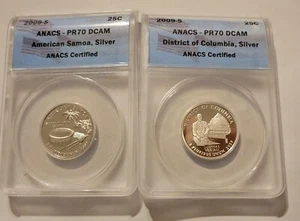 2009 Proof Silver DC/Territory Quarters ANACS PR70 DCAM 6pc set - Picture 1 of 3