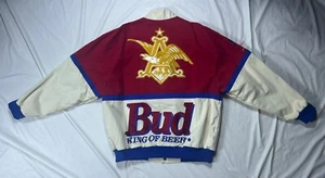 Vtg Budweiser Racing Ken Schrader NASCAR Jacket Men’s XL Jeff Hamilton Snaps - Picture 1 of 22