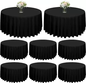 fani 8 Pack Round Polyester Tablecloth - 90 Inch Black Table Cloth for Round Ta - Picture 1 of 5