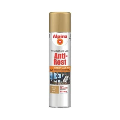 Alpina Metallschutz-Lack Anti-Rost Spray Glänzend 400 ml RAL 1036 Gold - Bild 1 von 2