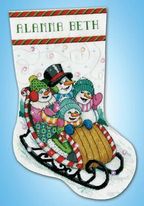 Kit de punto de cruz ~ Medias de Navidad de trineo de nieve Design Works #DW5924 - Imagen 1 de 3