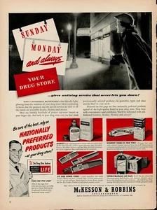 Minorista 1951 farmacia McKesson Robbins años 50 vintage anuncio impreso local moda antigua - Imagen 1 de 9