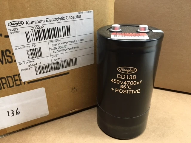 ECG2WPC472ME140Y-Jianghai (CD138), 4700uF 450vdc 85*c, condensador de grado informático Foto 1 de 1