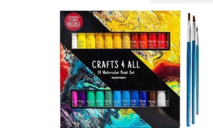 Set 2 Pitture Acquerello e Pittura Acrilica + Pallet + 7 Pennelli - Foto 1 di 3