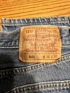 Levi’s 501 Button Fly Blue Jeans Mens Size 36”X30” - Picture 1 of 4