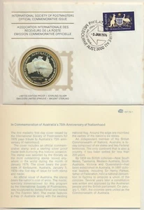 Australia: 1976 Nationhood PNC with LARGE Silver Proof Medal - Picture 1 of 2