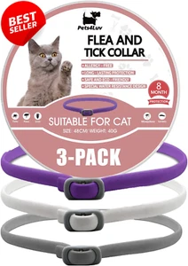 Pets4Luv Flea & Tick Collar for Cats – Natural 8 Mths Protection, Waterproof, 3P - Picture 1 of 12