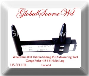 LOT 4 Pcs Wheel Rim Bolt Pattern Sliding PCD Measuring Tool Gauge Ruler-4-5-6-8 - Picture 1 of 1