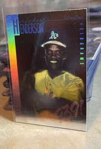 1991 Field of Vision Rickey Henderson Silver Star Hologram Oakland A's