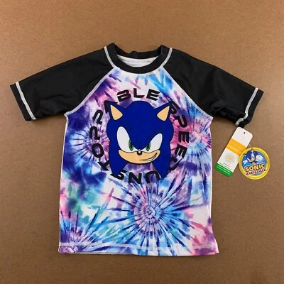 Sonic The Hedgehog Boys 4 Graphic UPF 50+ Short Sleeve Rash Guard Swim Tee NWT - Image 1 of 4