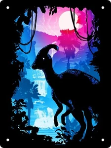 Parasaurolophus Silhouette Mini Tin Sign - Picture 1 of 1