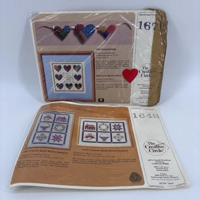 2 Vtg Cottage Quilts #1648 1675 Counted Cross Stitch Kit Creative Circle New - Image 1 of 4