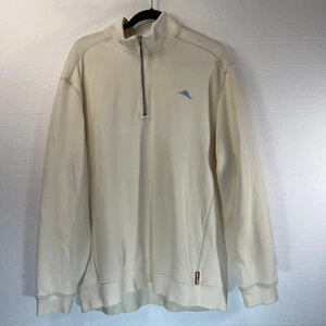 Tommy Bahama Sudadera 1/4 Cremallera XL Crema Sudadera Logo Delfín Costero - Imagen 1 de 11