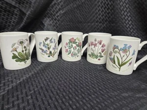 Portmeirion Botanic Garden 12oz Coffee Mug Set Of 5 Floral Butterfly Vtg A+ - Picture 1 of 9