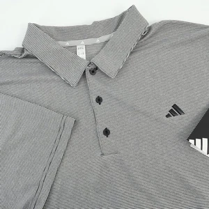 Adidas Mens Ottoman Stripe Polo Shirt Black White 2XL Short Sleeve - Picture 1 of 6