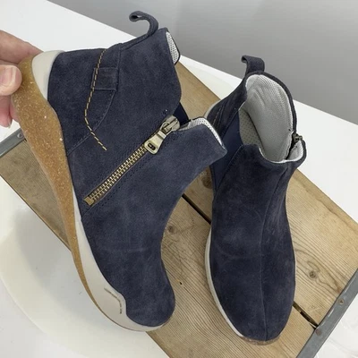 Josef Seibel 靴子女式 40 码 9 踝靴蓝色麂皮绒皮革拉链休闲 — 第 1/4 张图片