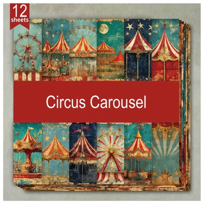 Circus Carousel - Craft Paper-12 Sheets - 6"x6" -160gsm - Scrapbooking - Image 1 of 4