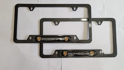 Porsche License Plate Frame (Carbon Fiber) - 2 Pc Set For Porsche Car - Image 1 of 4