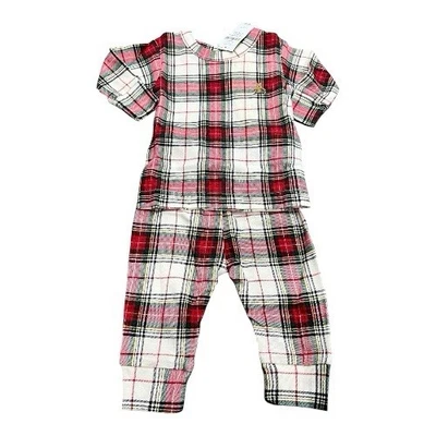 Pijama de dos piezas de algodón a cuadros GAP Baby Holiday, rojo/crema, talla 0-3 meses, NUEVO Foto 1 de 4