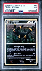 2010 POKEMON HGSS UNDAUNTED UMBREON #10 HOLO PSA 7 NM #117256866 (SWIRL) - Picture 1 of 3