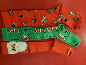 LOT 3 Ugly Holiday Christmas Sweater SOCKS S/M Santa Clause Golf tree bell New - Picture 1 of 1