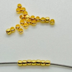 Crimp, gold-plated brass, 2x1.5mm round, 1.3mm inside diameter. 60/pk. - Picture 1 of 2