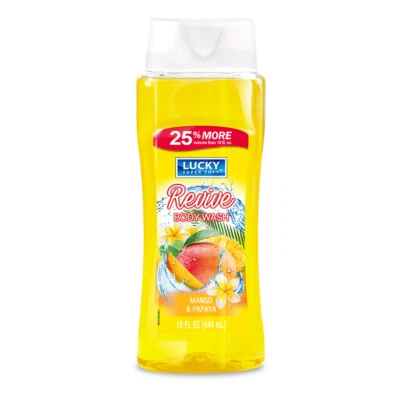 Jabón corporal Lucky Super Soft Revive. Fragancia relajante de mango y papaya. 15 fl.oz Foto 1 de 3