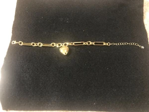 Charm Pulsera Damas Tono Dorado Cuelga Corazón 9" Largo - Imagen 1 de 4