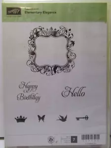 Stampin Up Sale-A-Bration Elementary Elegance Set of 7 Cling Stamps - New - Picture 1 of 5
