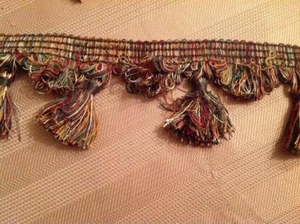 Green Tweed Scalloped Upholstery Tassel Trim 1.5" width Sold by the foot - Picture 1 of 1