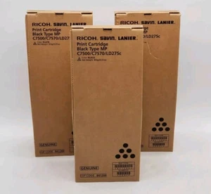 Lot of (3) Ricoh Savin Lanier Print Cartridge Black MP C7500/C7570/LD275C 841288 - Picture 1 of 4