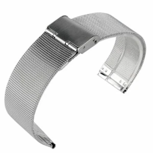 22MM Hook Buckle Silver Solid Link Mesh Stainless Steel Wrist Band Strap - Picture 1 of 12