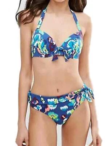 Top de bikini halter acolchado con aros de caña coral Pour Moi Y O calzoncillos plegables - Imagen 1 de 7