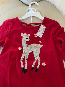 Children’s Place Red Christmas top With Glitter size 5-6 Small And Pants Size 4 - Picture 1 of 6