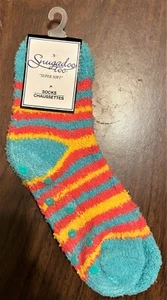 Sugadoo Womens NON SKID Crew Socks - 1 Size fits most - Teal/Pink/Yellow - S066 - Picture 1 of 2