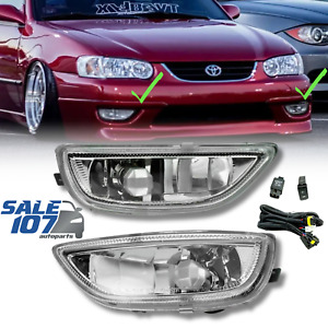 For 2001-2002 Toyota Corolla JDM Clear Fog Driving Light Lamp+Wiring Left+Right