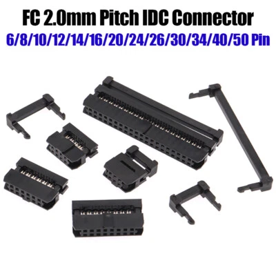 FC 2.0mm Pitch 6/8/10-50 Pin IDC Socket Double Row Female Header Cable Connector - Image 1 of 4