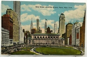 Antike Postkarte 42. Straße zeigt Bryant Park Manhattan New York City NY  - Bild 1 von 2