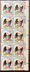 Scott #1596 Eagle Shield One Nation Indivisible 13 Cent Stamps PlBlk of 10 MNH - Picture 1 of 1