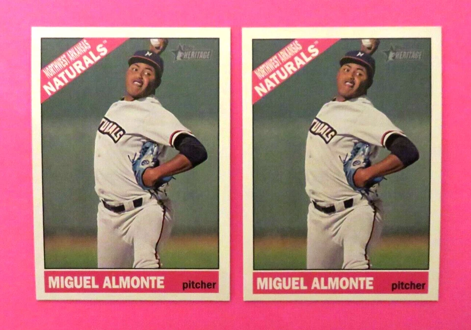 2 - 2015 Topps Heritage Minors, NW Arkansas Naturals - MIGUEL ALMONTE -Dom. Rep. - Image 1 of 1