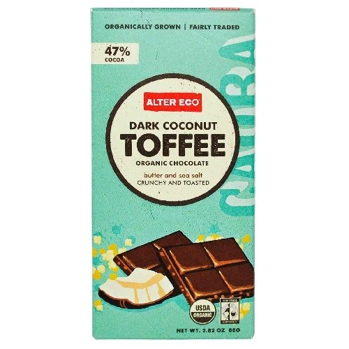Alter Eco Organic Coconut Toffee Dark Chocolate 2.82 Ounce 12 per Case.