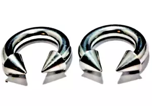 Set 6g 1/2 Shiny Horseshoe Ear Nose Helix Ring Spike 316L Surgical Steel Hip Hop - Picture 1 of 2