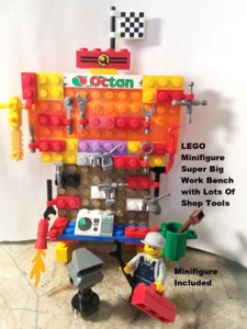 LEGO Minifigure Super Big Work Bench with Lots Of Shop Tools Automotive Mechanic - Picture 1 of 1