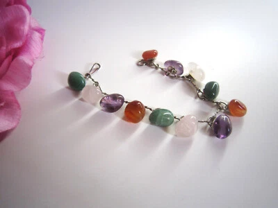 Натуральные драгоценные камни аметист, розовый кварц, агат цепочка браслет.Красивый. - Изображение 1 из 4