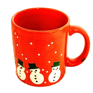 Waechtersbach West Germany Vintage rote Tasse Weihnachten Schneemann Schneeflocke *GLASURCHIPS - Bild 1 von 9